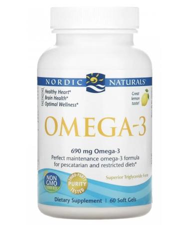 Nordic Naturals Omega-3 with lemon taste 345 mg 60 capsules - Buy Online on GoSupps.com