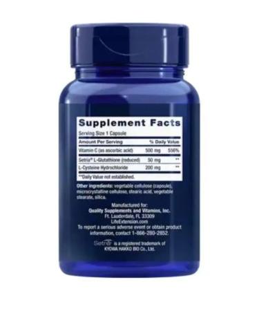 Life extension Glutathione Cysteine C 100 capsules - Buy Online on GoSupps.com