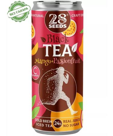 28SEEDS Black tea "mango + maracuya" without sugar 3 pcs *330 ml - Buy Online on GoSupps.com