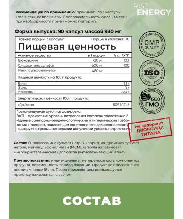 Rise Energy Glucosamine chondroitin MSM chondroprotector for joints - Buy Online on GoSupps.com