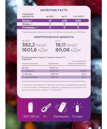 Fitrule BCAA in powder amino acid BCAA 500 grams forest berries - Buy Online on GoSupps.com