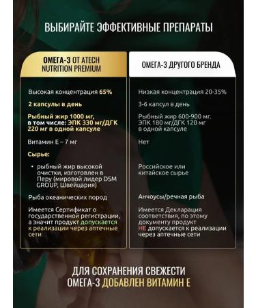 aTech nutrition Premium Omega 3 Omega 3 Fish fat 1000 mg 60 + 60 capsules - Buy Online on GoSupps.com