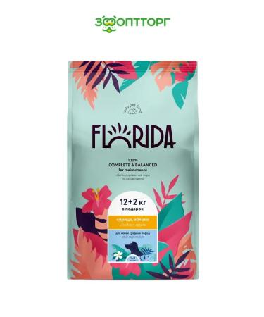 Florida Dry food for dogs of medium breeds chicken 12 + 2 kg