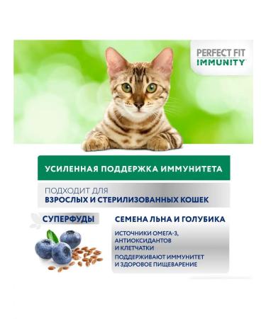PERFECT FIT Dry food for Immunity cats beef flax blue 1.1kg - Buy Online on GoSupps.com