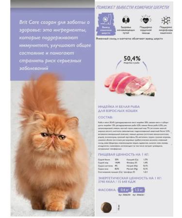 Brit Care Dry Cat Anti-hairball white fish and turkey 400g - Buy Online on GoSupps.com