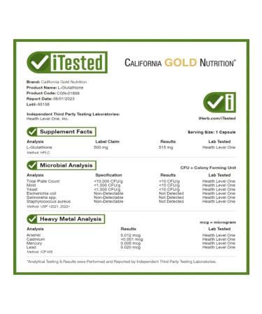 California Gold Nutrition L-lutation (restored) 500 mg - Buy Online on GoSupps.com