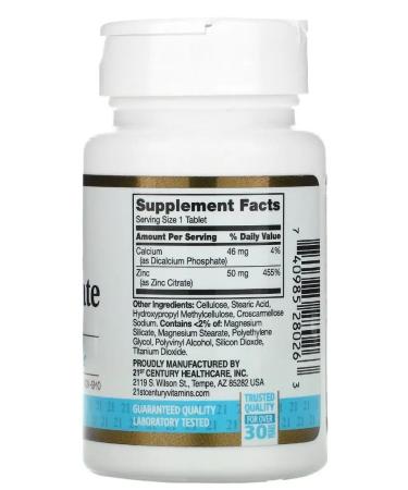 21st Century zink iherb dietary supplement US zinc antioxidant for hair of nails - Buy Online on GoSupps.com