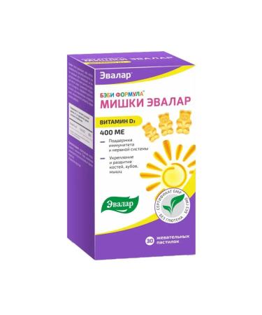 Evalar Baby formula Mishka vitamin D3 chewing pastures 30 pcs