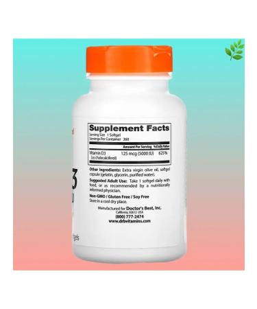Doctor's Best Vitamin D3 D3 125 g (5000 IU) - Buy Online on GoSupps.com