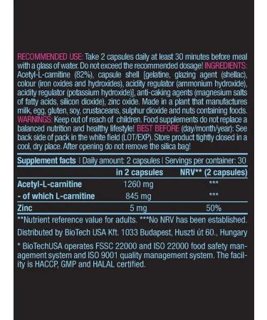 BioTechUSA Biotech acetyl l-carnitine Alc 60 capsules - Buy Online on GoSupps.com
