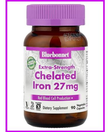 Bluebonnet Nutrition Helat iron 27 mg 90 capsules