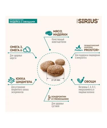 SIRIUS Dry food for adults of large dogs turkey vegetables 2kg - Buy Online on GoSupps.com