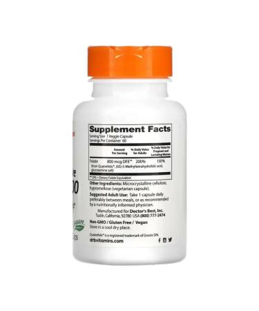 Doctor's Best Fully active folate 800 800 mcg 60 capsules - Buy Online on GoSupps.com