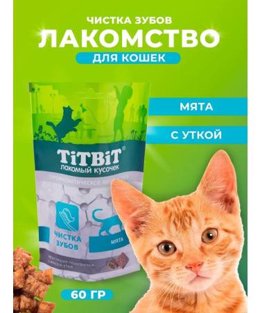 Titbit Cat pillows brushing teeth with duck and mint 60 g