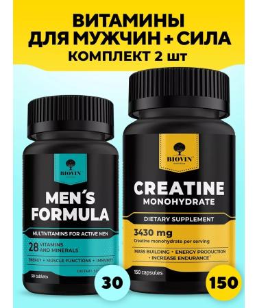 BIOVIN Vitamins and dietary supplements for men 30 t + creatine 150 cap for mass