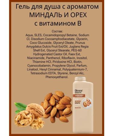 DICORA URBAN FIT Cream gel for shower almonds and nuts 400 ml - Buy Online on GoSupps.com