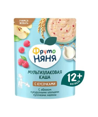Frutonyanya Milk porridge cereal with slices of raspberries