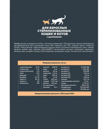 AlphaPet Dry food for sterilized cats with chicken 7 kg - Buy Online on GoSupps.com