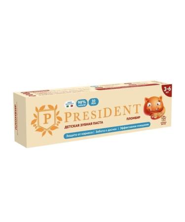 PRESIDENT Baby toothpaste 3-6 years from caries with fluorine - Buy Online on GoSupps.com