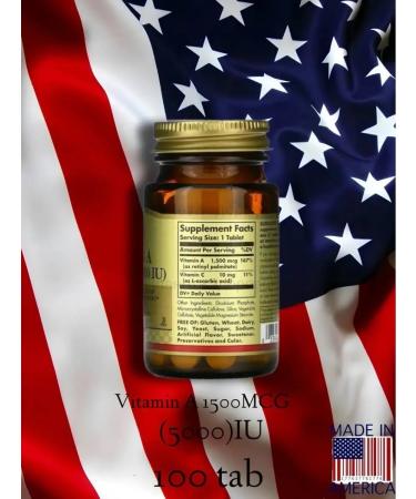 Solgar vitamin A 1500 g 5000 IU tablets 100 pcs - Buy Online on GoSupps.com