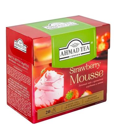 Ahmad Tea Tea in pyramids green strawberry mousse 20 bags x 4pcs - Buy Online on GoSupps.com
