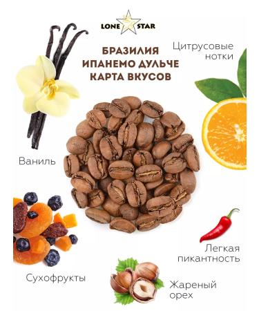 LONE STAR Coffee in grains 250g of Brazil Ipano Dulce Arabica 100% - Buy Online on GoSupps.com