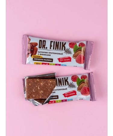 DrFinik Protein bars without sugar with raspberries and almonds 6 pcs - Buy Online on GoSupps.com