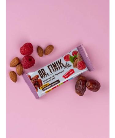 DrFinik Protein bars without sugar with raspberries and almonds 6 pcs - Buy Online on GoSupps.com