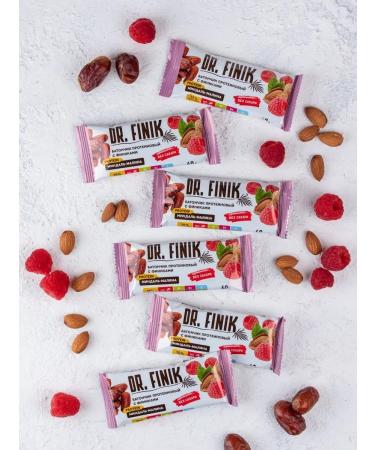 DrFinik Protein bars without sugar with raspberries and almonds 6 pcs - Buy Online on GoSupps.com
