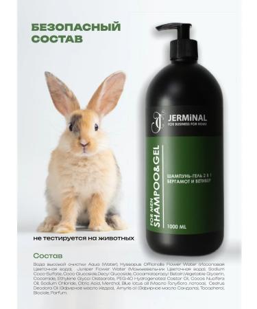 JERMiNAL -COSMETICS- Men's 2-in-1 Shower Gel with Bergamot and Vetiver Perfume 1000 ml - Buy Online on GoSupps.com