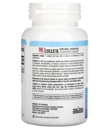 Natural Factors Vitamins for the liver Detox NAC Dad amino acid - Buy Online on GoSupps.com