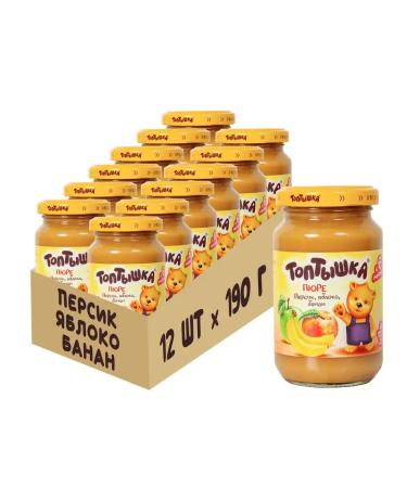 Toptyshka Children's puree from peaches apples and banana 190gr*12pcs - Buy Online on GoSupps.com