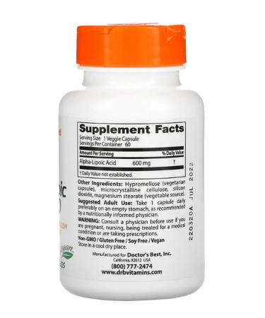 Doctor's Best Alpha-lipoic acid 600 mg - Buy Online on GoSupps.com