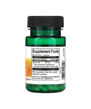 Swanson B6 pyridoxal-5-phosphate 20 mg 60 capsules - Buy Online on GoSupps.com