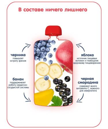 Fleur Alpine Apple banana blackcurrant blueberry + apple pear banana puree 6 pcs. 120 g each - Buy Online on GoSupps.com