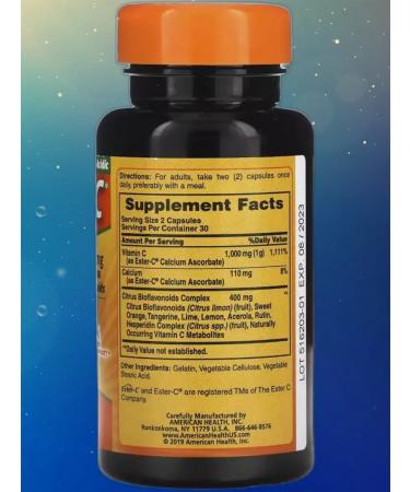 American Health Ester-C with bioflavonoids for immunity 60 capsules - Buy Online on GoSupps.com