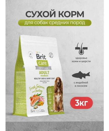 Brit Care food for medium dogs for skin and wool with salmon 3kg
