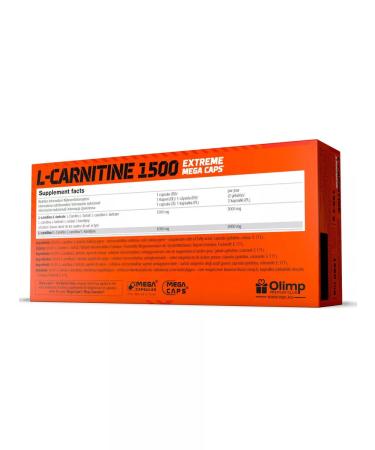 Olimp Sport Nutrition L-carnitine L-Carnitine 1500 Extreme Mega Caps 120 caps - Buy Online on GoSupps.com