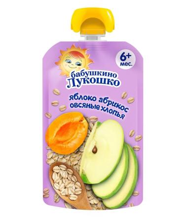 grandma's basket Puree apple+apricot+oatmeal 5+months 125 g - Buy Online on GoSupps.com