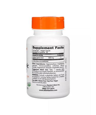 Doctor's Best Alpha-lipoic acid 600 mg 60 capsules Doctor Best - Buy Online on GoSupps.com