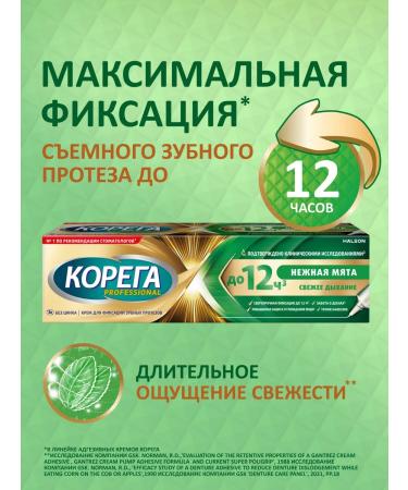 Korega Cream for fixing the dentures Professional 40 g mint