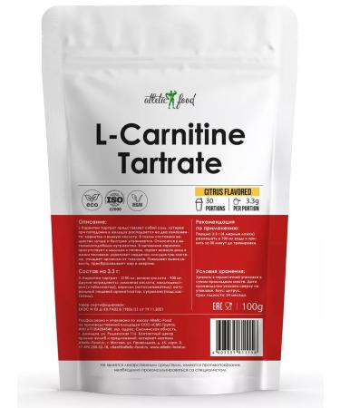 ATHLETIC FOOD 100% Pure L-Carnitine Tartrate 100 g citrus - Buy Online on GoSupps.com