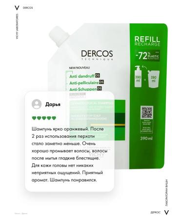 VICHY Dercos shampoo against dandruff and seborrhea (shift block) 390ml - Buy Online on GoSupps.com
