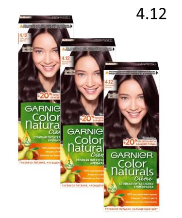 Garnier Color Naturals 4.12 hair dye cold brown -haired 3 pieces