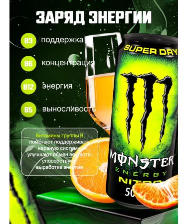 Monster Energy 12 pcs of energy in banks 500 ml nitro - Buy Online on GoSupps.com