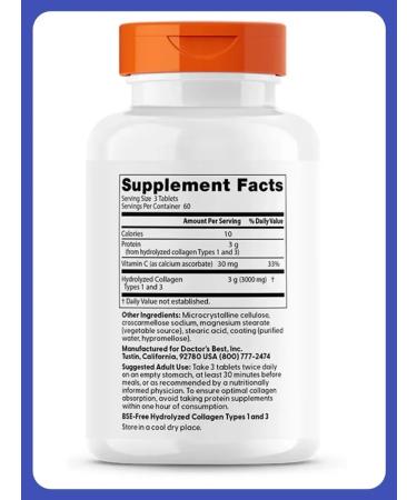 Doctor's Best Doctor Best Collagen with vitamin C 1 and 3 type 180 table - Buy Online on GoSupps.com