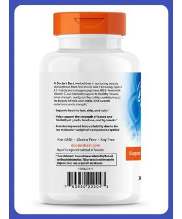Doctor's Best Doctor Best Collagen with vitamin C 1 and 3 type 180 table - Buy Online on GoSupps.com