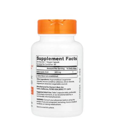Alpha-lipoic acid 600 mg 60 capsules - Buy Online on GoSupps.com