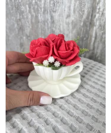 Handmade soap cup with roses - Buy Online on GoSupps.com