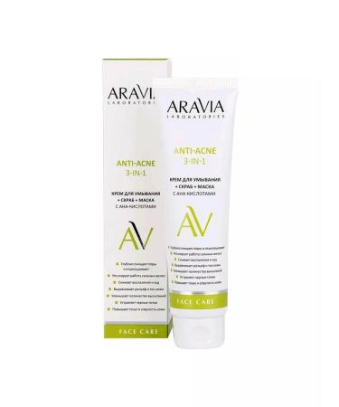 ARAVIA Washing cream 3B1 with AHA acids 100ml - Buy Online on GoSupps.com